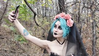 Halloween Cosplayes lány popóba tolva